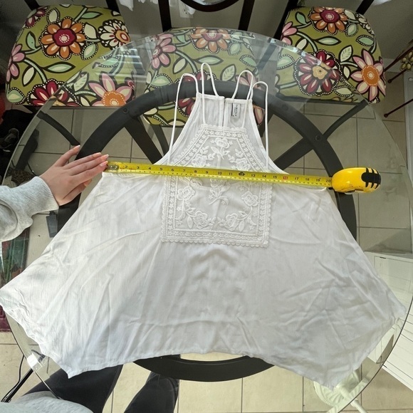 Piazza Italia Tank Top Cami Size M White Broderie Anglaise Tiered Made in Italy - Picture 11 of 15